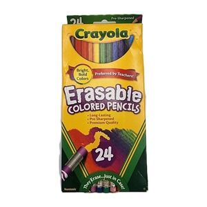 Vintage 2014 Crayola Erasable Colored Pencils 24 Pre Sharpened Non-Toxic 68-4412